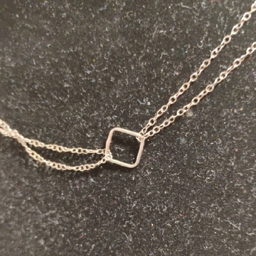 SALE! Adina 925 Sterling Silver Square/Double Chain Vintage Necklace - Picture 11 of 12